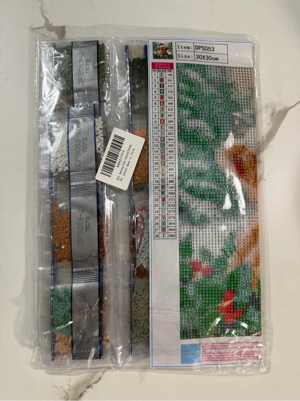 Festive Red Santa Hat Highland Calf Diamond Art Kit, Round Drill